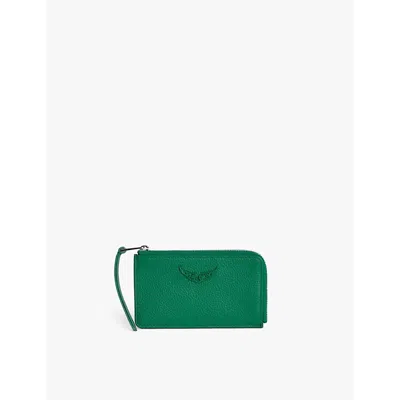 Zadig & Voltaire Womens Zv Logo-plaque Leather Cardholder Epic In Epic
