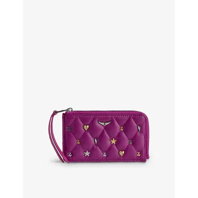 Zadig & Voltaire Zadig&voltaire Womens Glam Charm-embellished Quilted-leather Card Holder