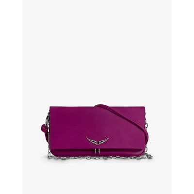 Zadig & Voltaire Zadig&voltaire Women's Glam Rock Eternal Leather Clutch Bag In Burgundy