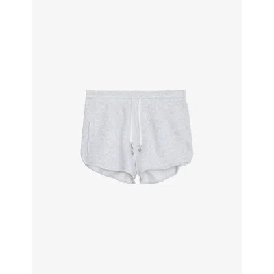 Zadig & Voltaire Zadig&voltaire Women's Gris Chine Clair Smile Skull-embellished High-rise Cotton Shorts