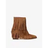 ZADIG & VOLTAIRE WOMENS HERITAGE CARA TASSEL-EMBELLISHED SUEDE ANKLE BOOTS