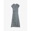 Zadig & Voltaire Womens Iron Randall V-neck Raglan-sleeve Satin Midi Dress
