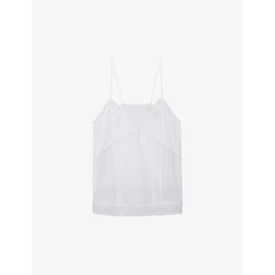 Zadig & Voltaire Zadig&voltaire Womens Judo Calixia Frill-trim Relaxed-trim Cotton Camisole Top