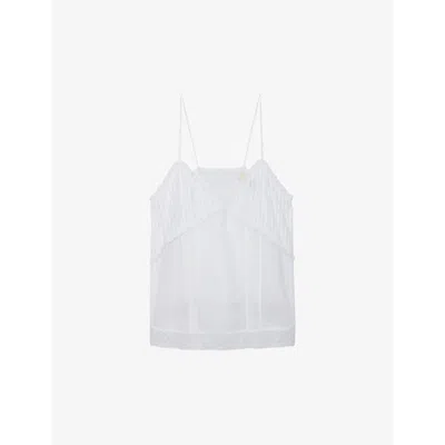 ZADIG & VOLTAIRE ZADIG&VOLTAIRE WOMENS JUDO CALIXIA FRILL-TRIM RELAXED-TRIM COTTON CAMISOLE TOP