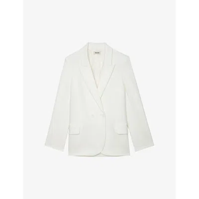 ZADIG & VOLTAIRE ZADIG&VOLTAIRE WOMENS JUDO VISIT PEACE AND LOVE DIAMANTÉ-EMBELLISHED STRETCH-WOVEN BLAZER