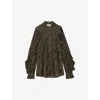 Zadig & Voltaire Holly Pintuck Ruffle Shirt In Kaki