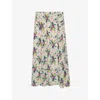 Zadig & Voltaire June Floral-print Midi Skirt In Mastic