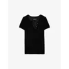 Zadig & Voltaire Womens Noir Celsy Five-buttoned Cashmere T-shirt In Noir