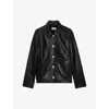 Zadig & Voltaire Litchi Cuir Lisse Leather Jacket In Noir