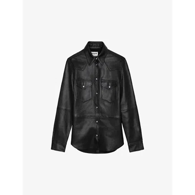 Zadig & Voltaire Zadig&voltaire Womens Noir Thelma Two-pocket Leather Shirt