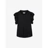 ZADIG & VOLTAIRE ZADIG&VOLTAIRE WOMENS NOIR TIZA RUFFLED-TRIM SATIN TOP