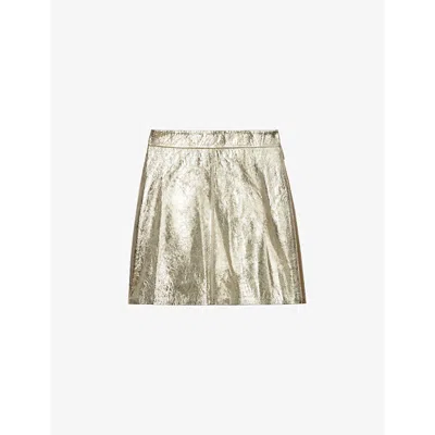 Zadig & Voltaire Jinette Metallic Leather Skirt In Gold