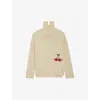 ZADIG & VOLTAIRE ZADIG&VOLTAIRE WOMENS VANILLE BLEEZA CHERRY-EMBROIDERED RELAXED-FIT WOOL JUMPER