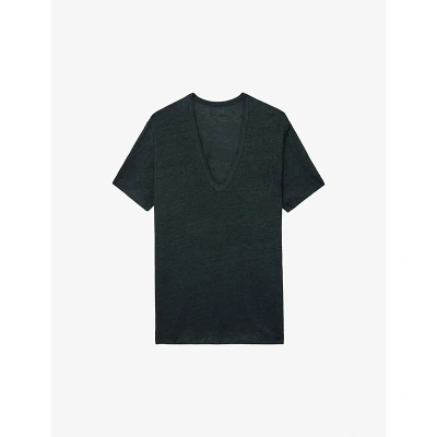 Zadig & Voltaire Zadig&voltaire Women's Nori Wassa V-neck Short-sleeve Linen-blend T-shirt
