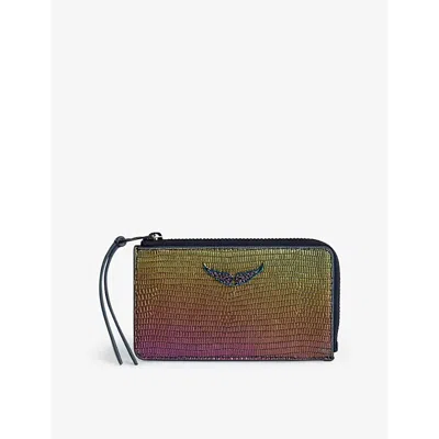 Zadig & Voltaire Zv Iridescent-effect Wallet In Rainbow