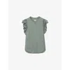 Zadig & Voltaire Tiza Ruffle Satin Button-up Blouse In Treillis