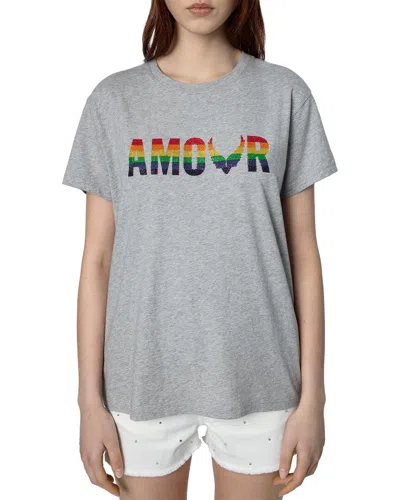 Zadig & Voltaire Zoe Amour Wings T-shirt In Gray