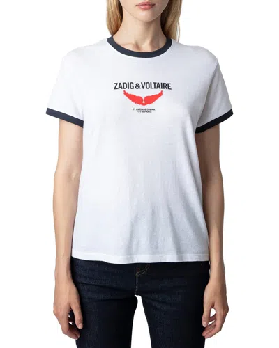 Zadig & Voltaire Zoe Zv Wings Liberte Linen-blend Shirt In White