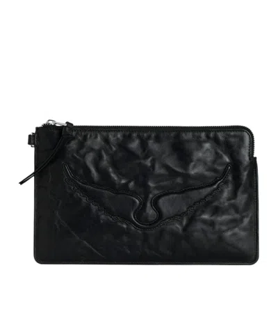 Zadig & Voltaire Zippered Clutch In Black