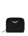 Zadig & Voltaire Zadig  Voltaire Logo Plaque Zip-around Mini Wallet In Noir Gold
