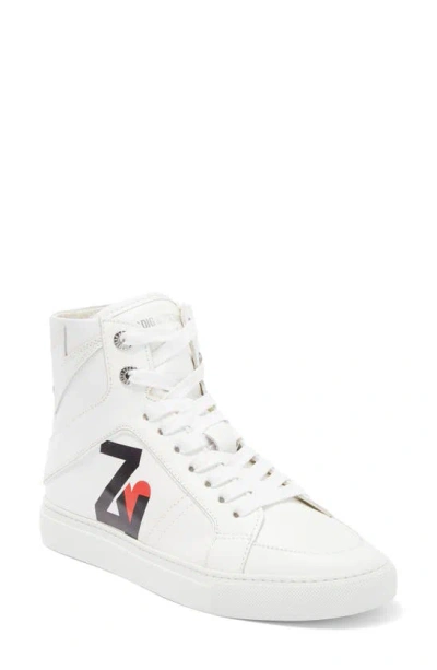 Zadig & Voltaire Zv1747 High Flash Sneaker In Blanc