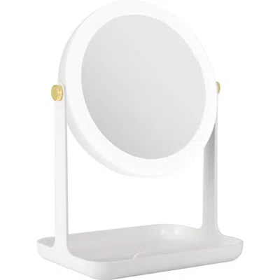 Zadro Back-to-school Lighted Makeup Mirror With Accessory Tray & Phone Holder In White