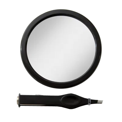 Zadro Compact Mirror With 12x Magnification & Led Tweezer Set - Black