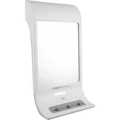 Zadro Fogless Lighted Shower Mirror With Suction Cup Mounting & Squeegee In White