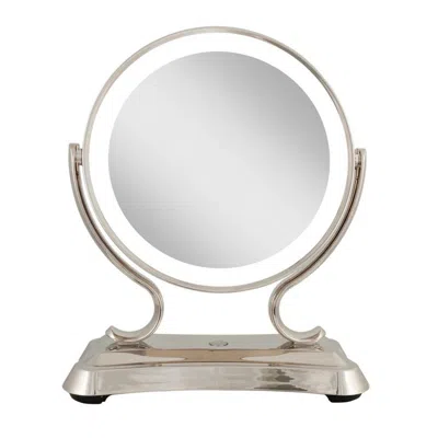 Zadro Glamour Led Lighted Makeup Mirror With 5x/1x Magnification - Polished Nickel In Silver