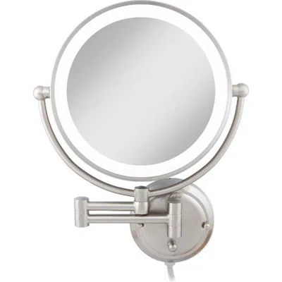 Zadro Glamour Lighted Wall Mounted Makeup Mirror With 5x Magnification In Satin Nickel
