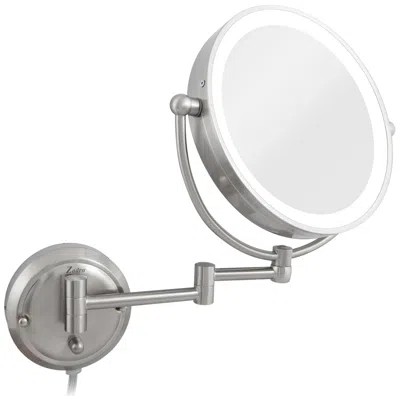 Zadro Glamour Satin Nickel Round Adjustable Lighted Makeup Wall Mirror