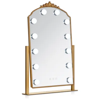 Zadro Hollywood Matte Gold 12-light Led Arch Top Makeup Mirror
