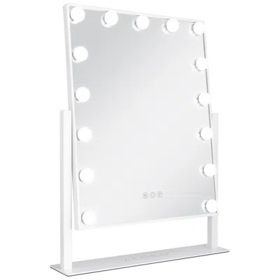 Zadro Hollywood Matte White 15-light Led Vertical Makeup Mirror