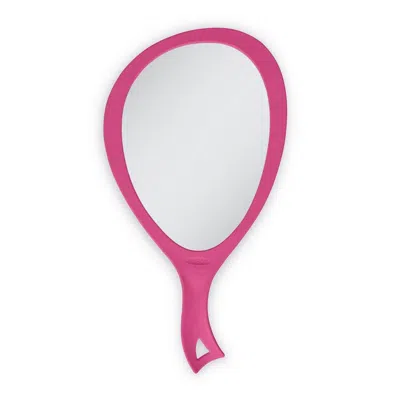 Zadro Large Teardrop Handheld Mirror With Curved Handle - Bright Rose In Pink