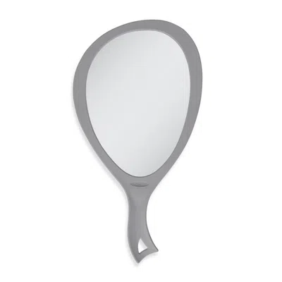 Zadro Large Teardrop Handheld Mirror With Curved Handle - Grey In Gray