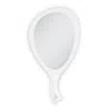 Zadro Large Teardrop Handheld Mirror With Curved Handle - White In White