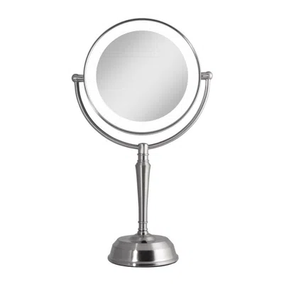 Zadro Led Lighted Makeup Mirrors With 10x/1x, Usb Charging Port - Satin Nickel In Metallic