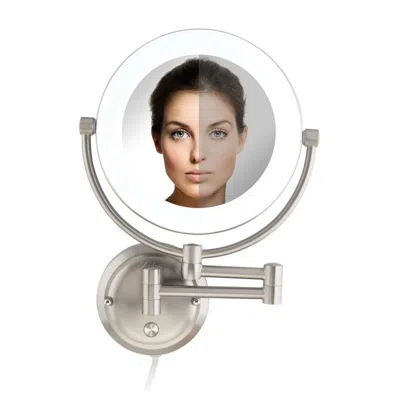 Zadro Lexington, Lighted Wall Mounted Makeup Mirror With 10x/1x - Electrical Cord In Silver