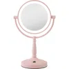 Zadro Lighted Makeup Mirror With 10x/1x Magnifications & Cordless In Blush