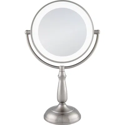 Zadro Lighted Makeup Mirror With 12x/1x Magnification & Touch Base Controls In Satin Nickel