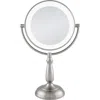 Zadro Lighted Makeup Mirror With 5x/1x Magnification & Touch Base Controls In Satin Nickel