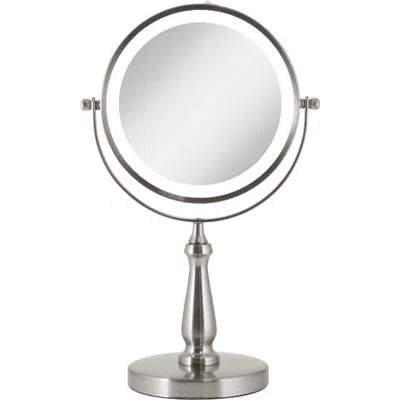 Zadro Lighted Makeup Mirror With 8x/1x Magnifications In Satin Nickel