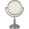 Zadro Lighted Makeup Mirror With 8x/1x Magnifications In Satin Nickel