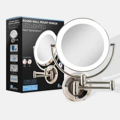 Zadro Lighted Wall Mounted Makeup Mirror With 10x/1x Battery/cord - Polished Nickel In Silver