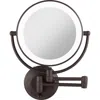 Zadro Lighted Wall Mounted Makeup Mirror With 10x/1x Magnification & Extendable Arm In Oil-rubbed Bronze