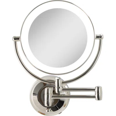 Zadro Lighted Wall Mounted Makeup Mirror With 10x/1x Magnification & Extendable Arm In Polished Nickel