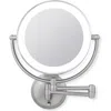 Zadro Lighted Wall Mounted Makeup Mirror With 10x/1x Magnification & Extendable Arm In Satin Nickel