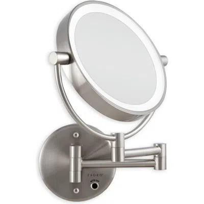 Zadro Lighted Wall Mounted Makeup Mirror With 5x/1x Magnification & Cordless In Satin Nickel