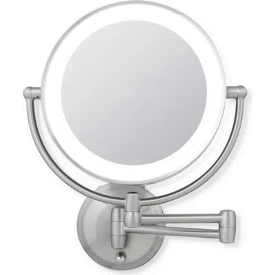 Zadro Lighted Wall Mounted Makeup Mirror With 5x/1x Magnification & Extendable Arm In Satin Nickel