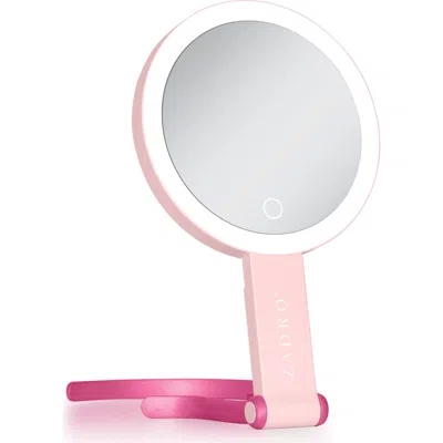 Zadro Multi-position Lighted Travel Hand Mirror With 10x/1x Magnification In Pink